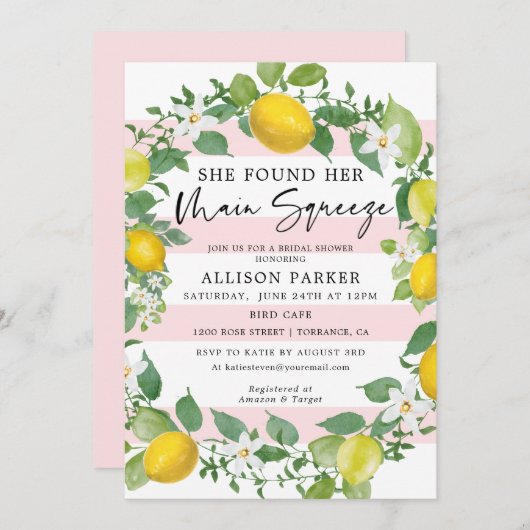Brautparty zum Thema "Haupt Squeeze Lemon" Einladung (Vorne/Hinten)