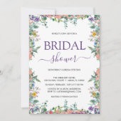 Brautparty zur Blume von Weiß und Violett Einladung (Vorderseite)