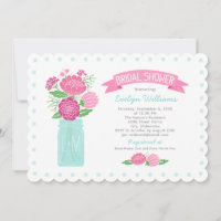 Brautparty zur Hochzeit in rosa Mason-Glas mit Mon
