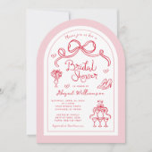 Brautparty zur Illustration des rosa weißen Bowes Einladung (Vorderseite)