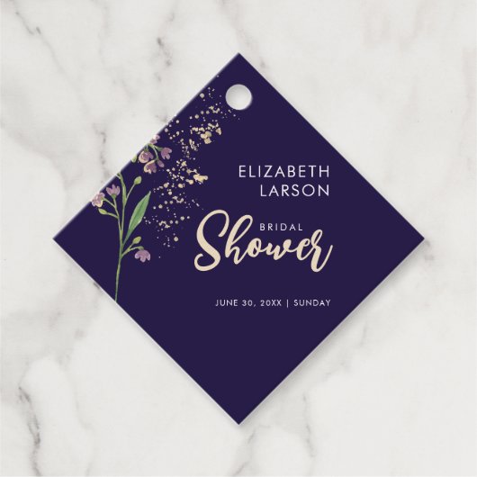 Brautparty zur Wildblume von Goldfolie Geschenkanhänger (Vorderseite)