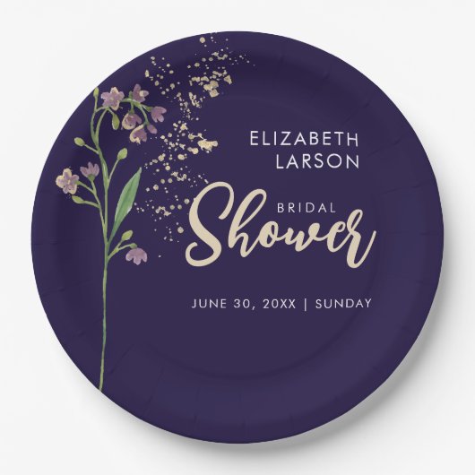 Brautparty zur Wildblume von Goldfolie Pappteller (Vorderseite)