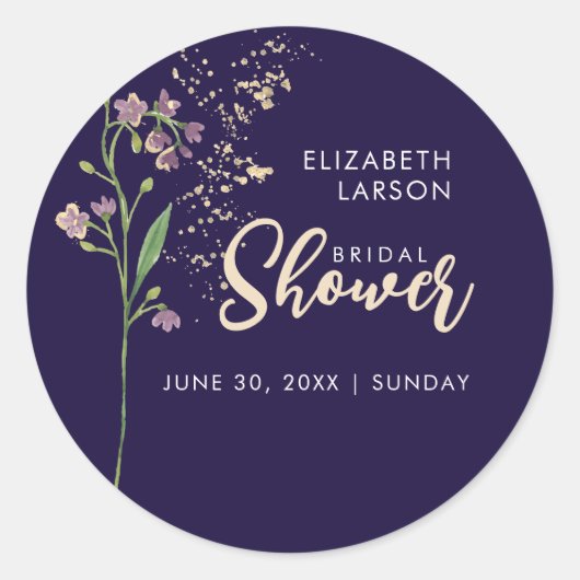 Brautparty zur Wildblume von Goldfolie Runder Aufkleber (Vorderseite)