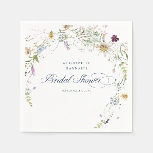 Brautparty zur Wildblume von Skriptfarben Serviette (Vorderseite)