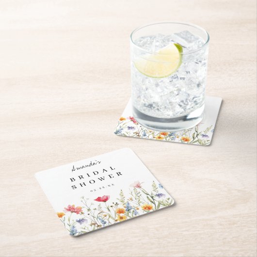 Brautparty zur Wildblume von Wasserfarben Rechteckiger Pappuntersetzer (Vor Ort)