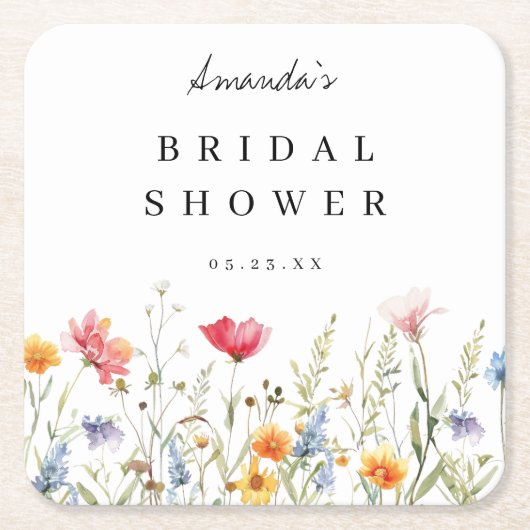 Brautparty zur Wildblume von Wasserfarben Rechteckiger Pappuntersetzer (Vorderseite)