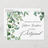 Brautparty Zurückgestellt Datum Elegante Eukalyptu Postkarte (Vorne/Hinten)