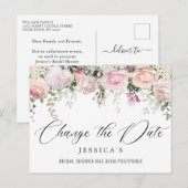 Brautparty Zurückgestellt Datum Elegante Rose Pins Postkarte (Vorne/Hinten)