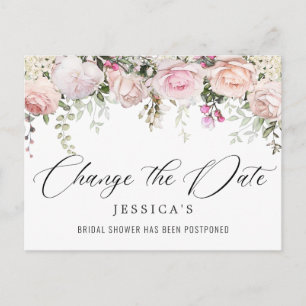 Brautparty Zurückgestellt Datum Elegante Rose Pins Postkarte