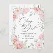 Brautparty Zurückgestellt Datum Elegante Rose Pins Postkarte (Vorne/Hinten)