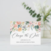 Brautparty Zurückgestellt Datum Elegante Rose Pins Postkarte (Stehend Vorderseite)