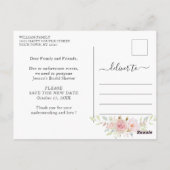 Brautparty Zurückgestellt Datum Elegante Rose Pins Postkarte (Rückseite)