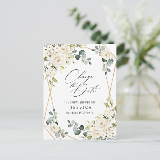 Brautparty Zurückgestellt Datum Elegante Rosen Postkarte (Stehend Vorderseite)