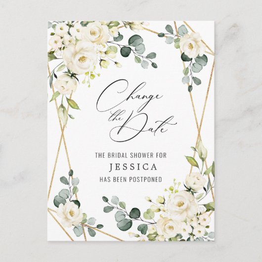 Brautparty Zurückgestellt Datum Elegante Rosen Postkarte (Vorderseite)