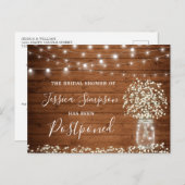 Brautparty Zurückgestellt Gipskraut Mason Jar Postkarte (Vorne/Hinten)