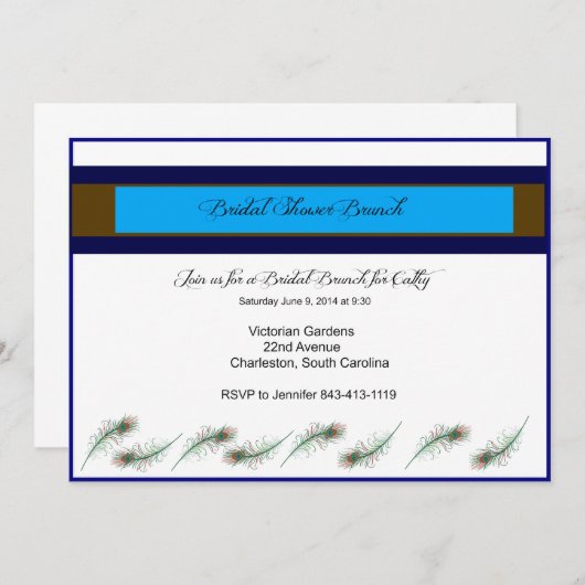 Brautpartybrunch-Pfau-Einladung Einladung (Vorne/Hinten)