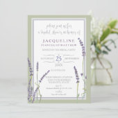 Brautpartywatercolor-französischer Lavendel-Blumen Einladung (Stehend Vorderseite)