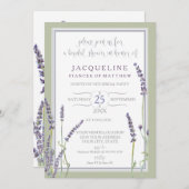 Brautpartywatercolor-französischer Lavendel-Blumen Einladung (Vorne/Hinten)