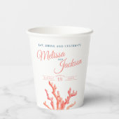 Brautpavillon für Korallenorange Pappbecher (Rückseite)