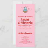 Brautpavillon Rot-Rosa-Hochzeitsprogramm (Vorderseite)