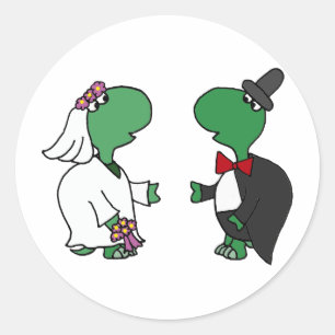 Brautpavillon und Hochzeitsdesign der Groom Turtle Runder Aufkleber