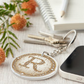 Brautperlen-Monogramm R Anfangsbuchstabe Geschenki Schlüsselanhänger (Vorderseite rechts)