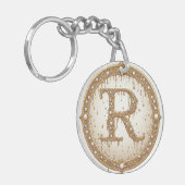 Brautperlen-Monogramm R Anfangsbuchstabe Geschenki Schlüsselanhänger (Vorderseite links)