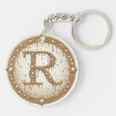 Brautperlen-Monogramm R Anfangsbuchstabe Geschenki Schlüsselanhänger (Rückseite)