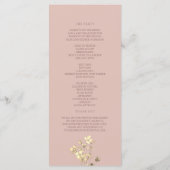 Brautprogramm mit rosa Gold Floral Programm (Rückseite)