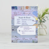 Brautreise-Duschen-Thema in hellblauem Einladung (Stehend Vorderseite)