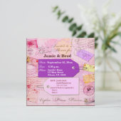 Brautreise-Duschenthema in rosa und in Lila Einladung (Stehend Vorderseite)