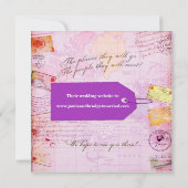 Brautreise-Duschenthema in rosa und in Lila Einladung (Rückseite)