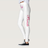 Brautrosa auf Weiß Leggings (Links)