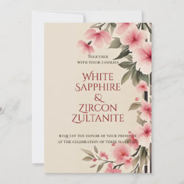 Brautrosafarbene florale elegante Hochzeits-Einlad Einladung