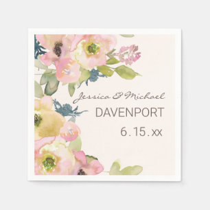 Brautrosé Blumige Sage Grün Hochzeit Serviette