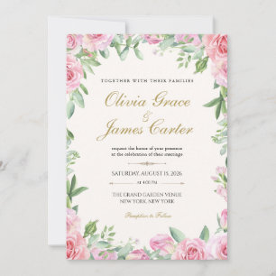 Brautrosen Hochzeitseinladung Editierbar Floral Einladung