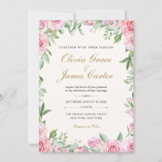 Brautrosen Hochzeitseinladung | Editierbar Floral Einladung