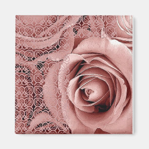 Brautrosenstrauß Vintage Pink mit Spitze Magnet