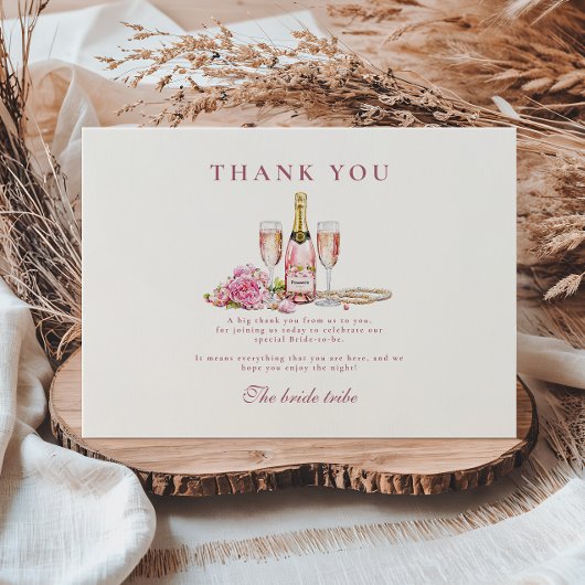 Brautschau: Blush Bubbly & Perlen Dankeskarte