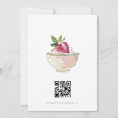 Brautschau-Teeparty im Erdbeerton mit QR-Code Einladung (Rückseite)