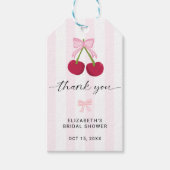 Brautschauer Coquette Bogen Streifen Cherry On Top Geschenkanhänger (Vorderseite)