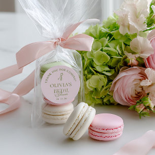 Brautschauer-Geschenk in Rosa und Salbeigrün Runder Aufkleber