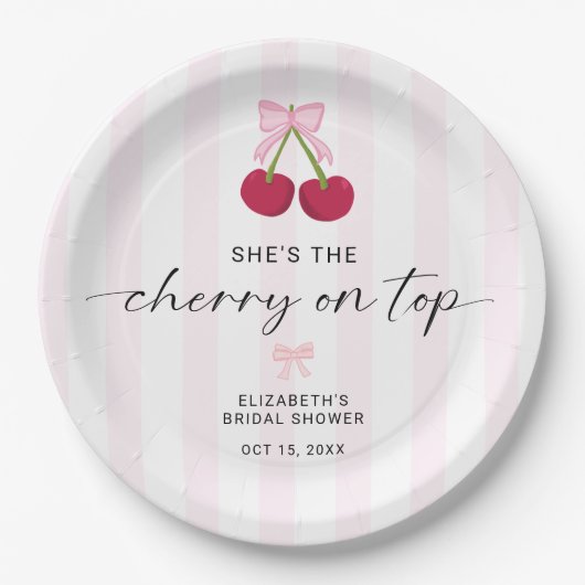 Brautschauer-Schmuck mit Kirsche obenauf, Coquette Pappteller (Vorderseite)