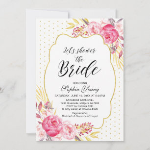 Brautschauer-Teeparty in Rosa und Gold Einladung