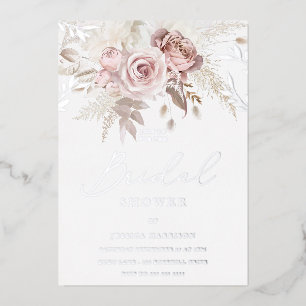 Brautschmaus im Zeichen der Rosen - Echt Silber Folieneinladung