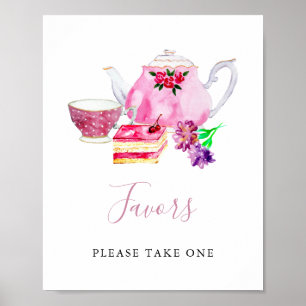 Brautschmaus-Teeparty Rosa Wasserfarbe Poster