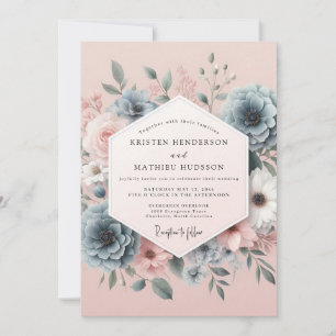 Brautschmuck Schiefer Romantische Blüten Hochzeit Einladung