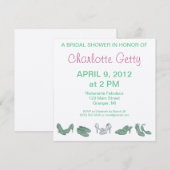 Brautschuh-Brautparty-Einladungs-Grün/Weiß Einladung (Vorne/Hinten)