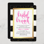 BrautSchwarz-weißes Gold des brunch-| und rosa Einladung (Vorne/Hinten)