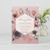 Brautsepia-Blumenhochzeit Einladung (Stehend Vorderseite)